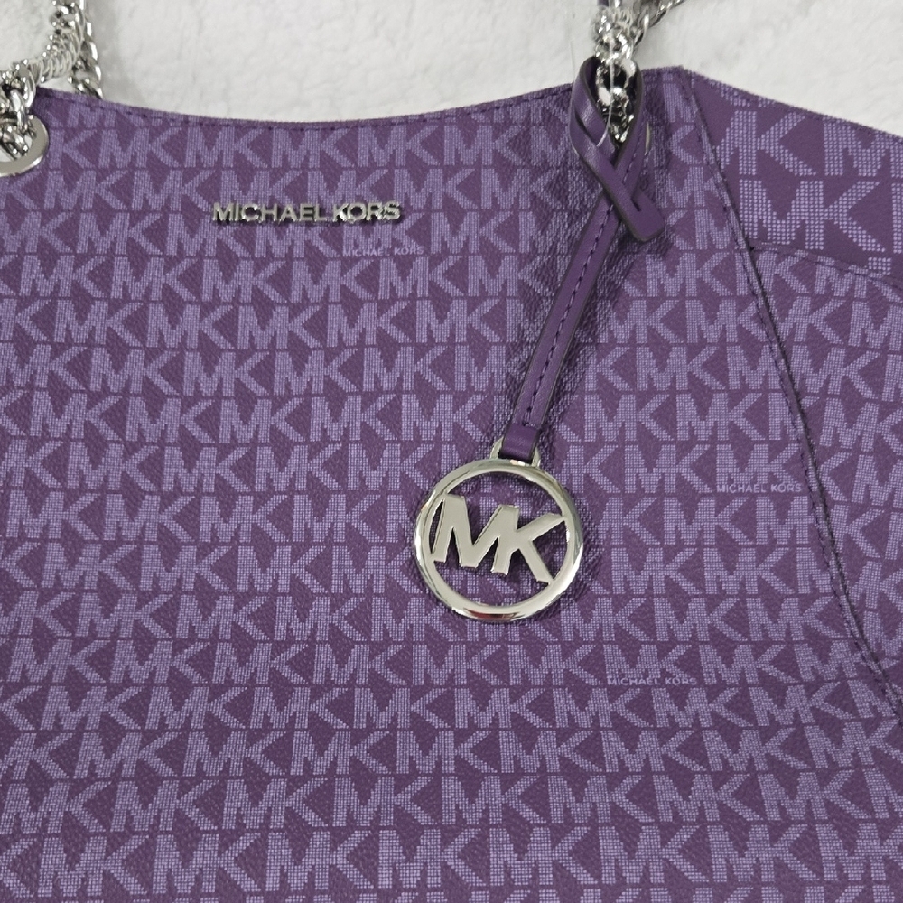 Michael Kors Purple Signature Canvas Tote - Picture 7 of 12